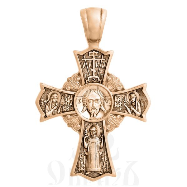 крест «спас нерукотворный. св. царь николай ii. икона божией матери «игоревская», золото 585 проба красное (арт. 201.252-1)