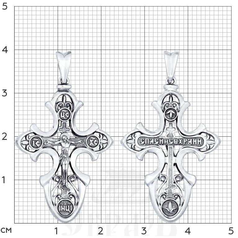 серебряный крест с молитвой «спаси и сохрани» (sokolov 95120066), 925 проба
