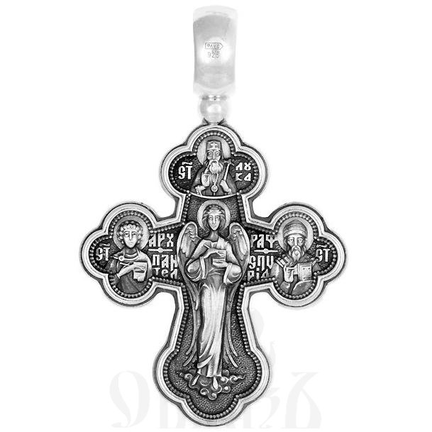 крест «распятие. архангел рафаил и святые целители», серебро 925 проба (арт. 101.476)